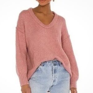 Free People V-Neck Pink Sweater